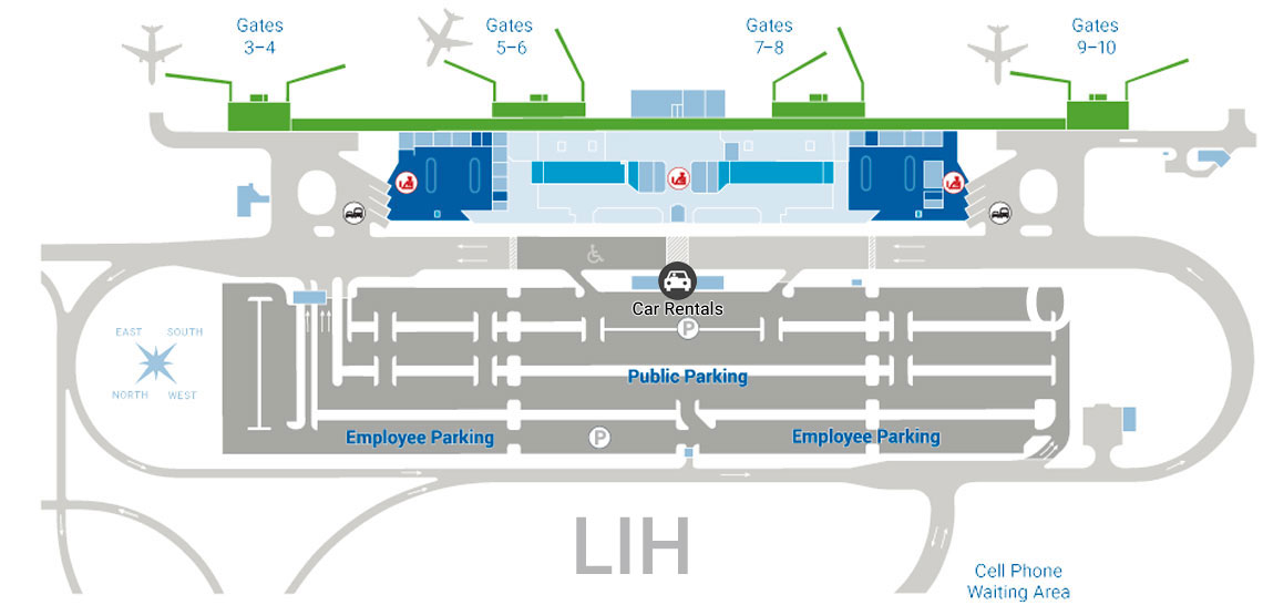 Rental Locations Car Rentals Hawaii   Kauai Airport Map Lih 